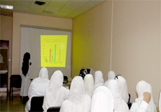 Female staff taking a training course